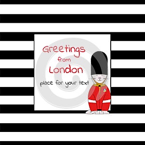 Card with square place for text with stripes and cat beefeater photo