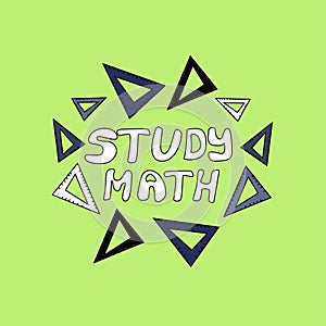 Card. Study materials. Math patterns. Studybook. Cartoon illustration with math