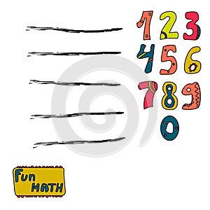 Card. Study materials. Studybook. Cartoon illustration with math.