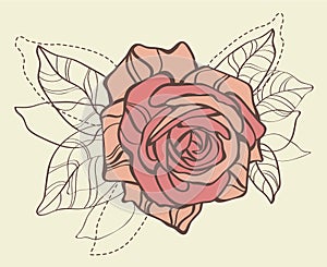 Card With Stylized Rose Vector