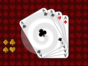 Card suits pattern with aces cards vector illustration