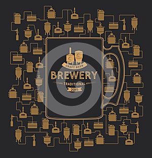 Card template with beer brewery element. Vector