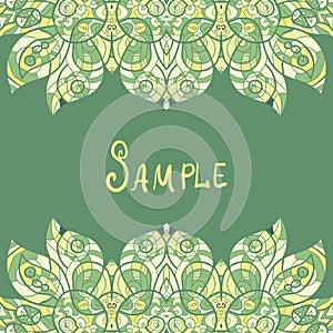 Card template for print design. Ethnic paisley