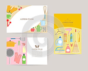 card template set with simple daily necessities illustration