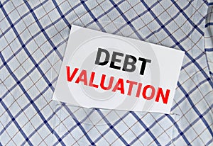 card with text Debt Valuation in pocket