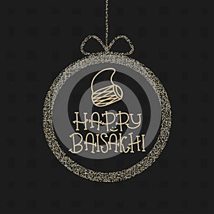 Card with text Happy Baisakhi. New year in Punjab. The celebration of the festival Baisakhi in India. Print for holiday