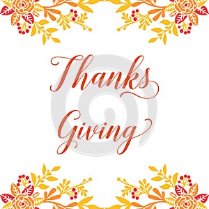 Card thanksgiving, with autumn leaves frame background. Vector