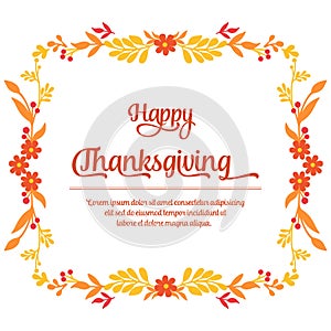 Card thanksgiving, with autumn leaves frame background. Vector