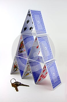 Card tower and set of keys
