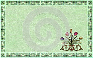Card with traditional indian, arabic floral ornament frame