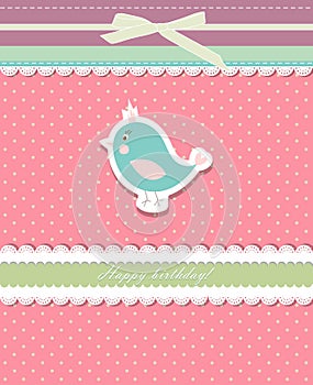 Card for valentine day with bird vector