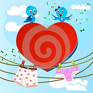 Card on valentine day with heart and women's and