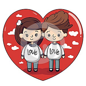 Card for Valentine\'s Day or Wedding. Couple in love in the heart