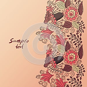 Card in vintage style with floral borders