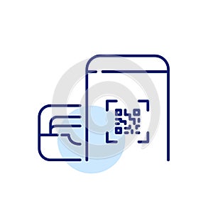Card wallet, qr code payment. Smartphone banking app. Pixel perfect, editable stroke