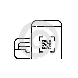 Card wallet, qr code payment. Smartphone banking app. Pixel perfect icon