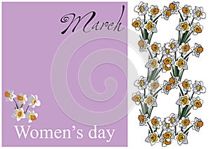 Card women day flowers