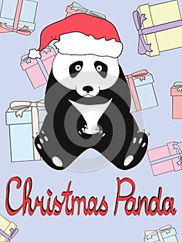 Card with written phrase - christmas panda