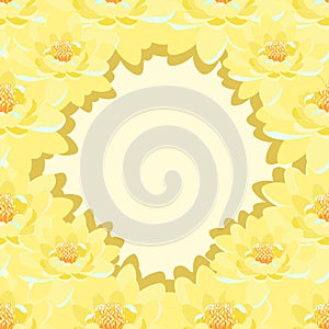 Card with yellow lotus flowers. vector illustration