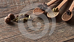 Cardamom, cloves, nutmeg, star anise, allspice. Different types