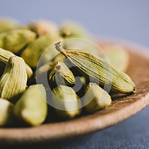 Cardamom on grey background. Cooking