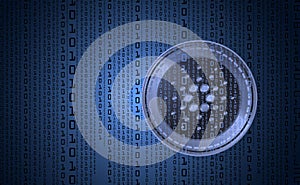 cardano, digital cryptocurrency, sign binary code number. Background binary code. Big data mining technology photo