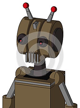 Cardboard Automaton With Multi-Toroid Head And Vent Mouth And Red Eyed And Double Led Antenna