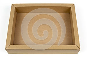 Cardboard box close up on white background