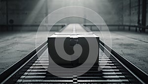 Cardboard Box on Conveyor Belt in Warehouse