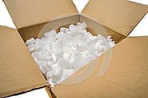 A Cardboard Box with Fill Packaging Peanuts