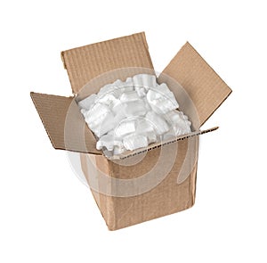 Cardboard box with filling material