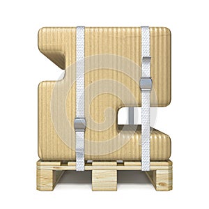 Cardboard box font Number 2 TWO on wooden pallet 3D