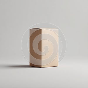 A cardboard box on a gray background