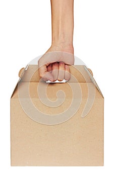 Cardboard box in hand