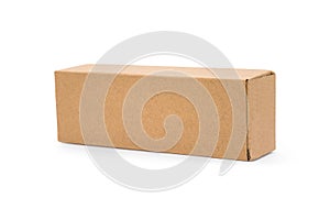 Cardboard box isolated on white background. Template of long box for your design. Clipping paths object