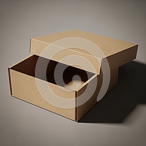 A cardboard box with a lid,