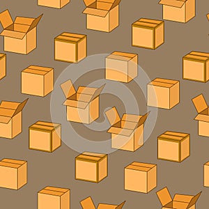 Cardboard box package open and closed, vector