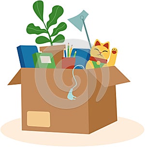 Cardboard Box With Personal Belongings