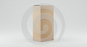 Cardboard box on a plain white background. The box is tall and rectangular with a