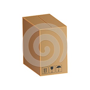 Cardboard box realistic vector illustration