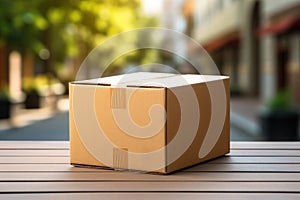 Cardboard box sealed with adhesive tape