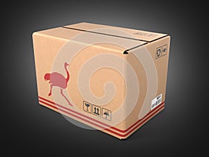 Cardboard box without shadow on black background 3d