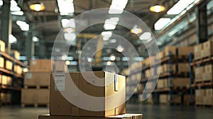 The Lone Box in Warehouse. AI generated