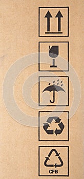 Cardboard box symbols