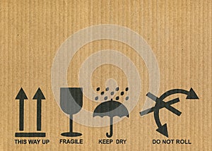 Cardboard box symbols