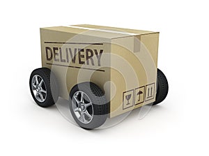 Cardboard box with wheels