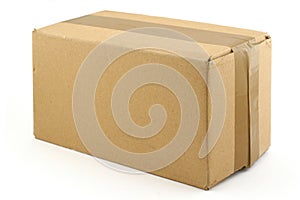 Cardboard box on white
