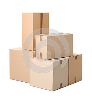 Cardboard boxes on background