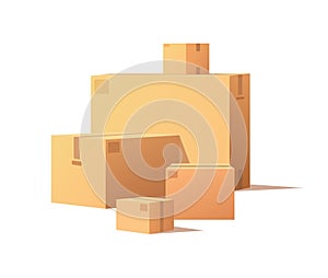 Cardboard Boxes Big and Small Size Isolated Vector