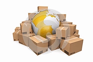 Cardboard boxes. Cargo, delivery and transportation logistics st